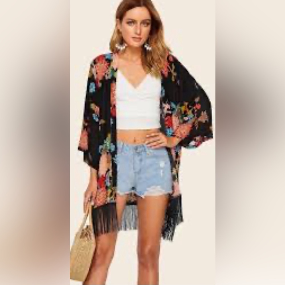 Floral beach swim coverup